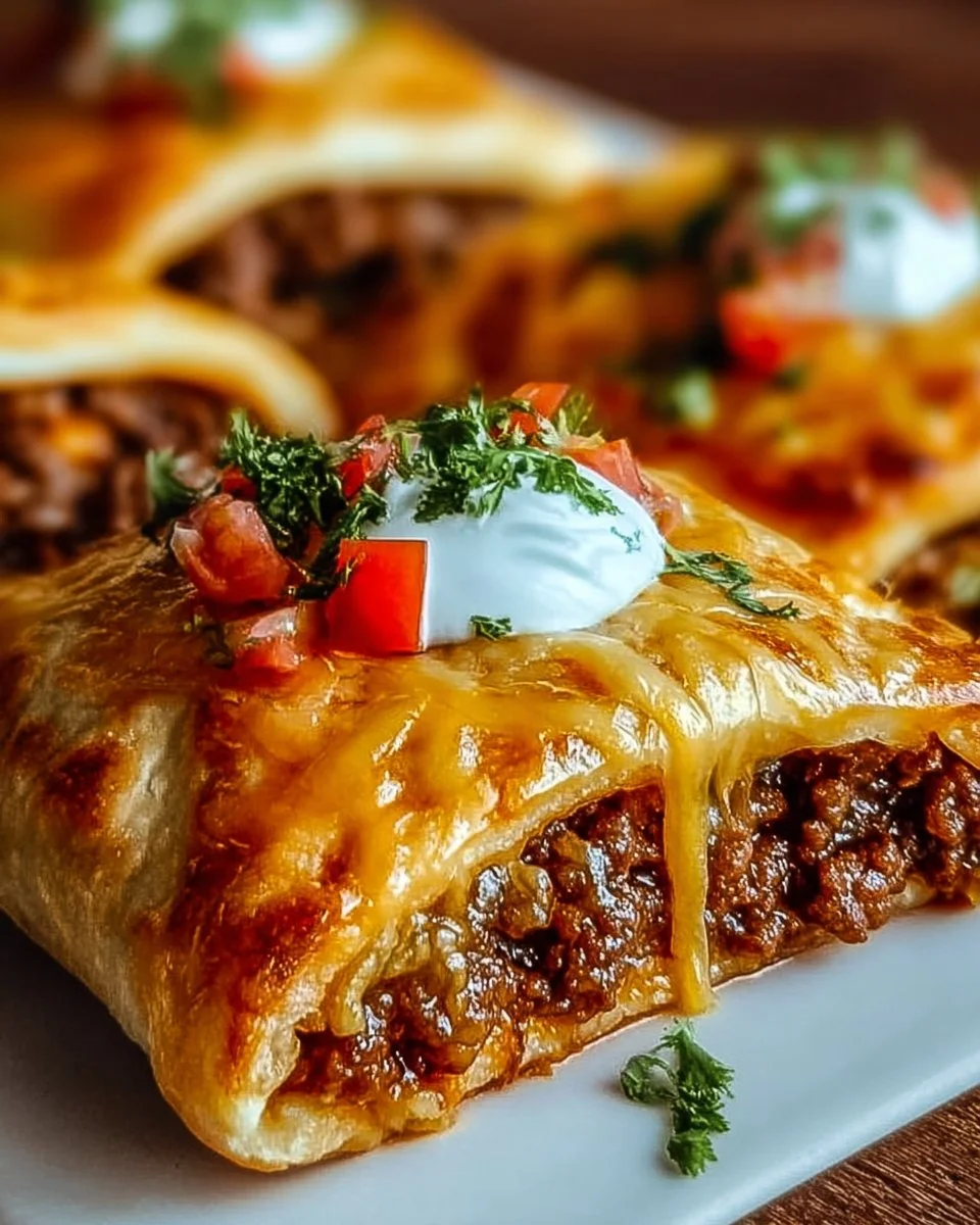 Cheesy loaded taco-stuffed pockets ready to serve