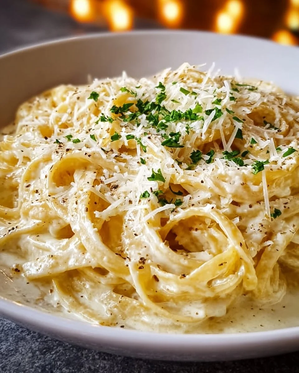 Creamy Olive Garden Alfredo Sauce served over pasta