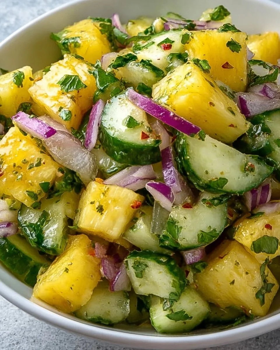 Fresh Pineapple Cucumber Salad with vibrant ingredients for a healthy meal