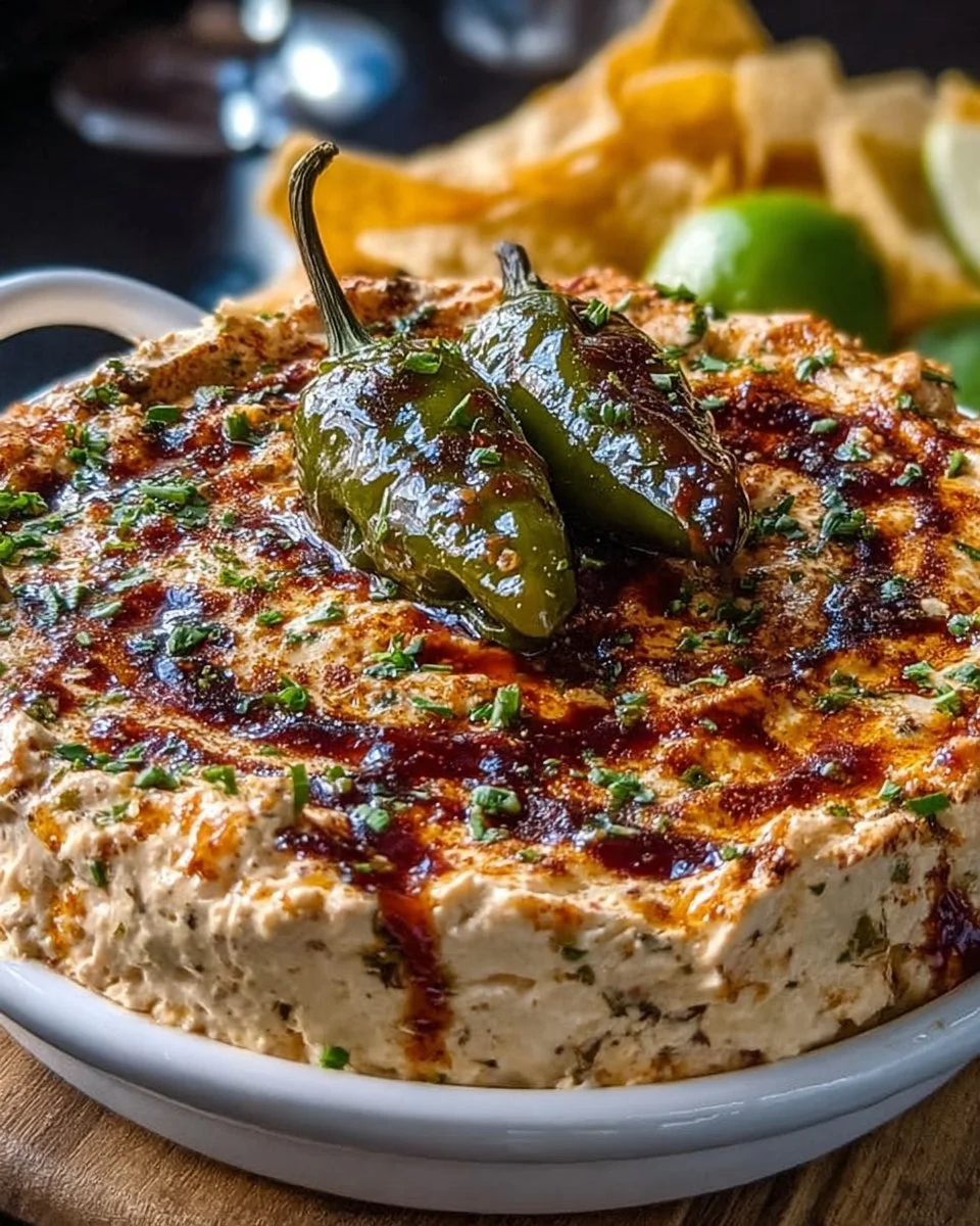 Spicy Roasted Jalapeño Cowboy Cream Cheese Dip served in a bowl