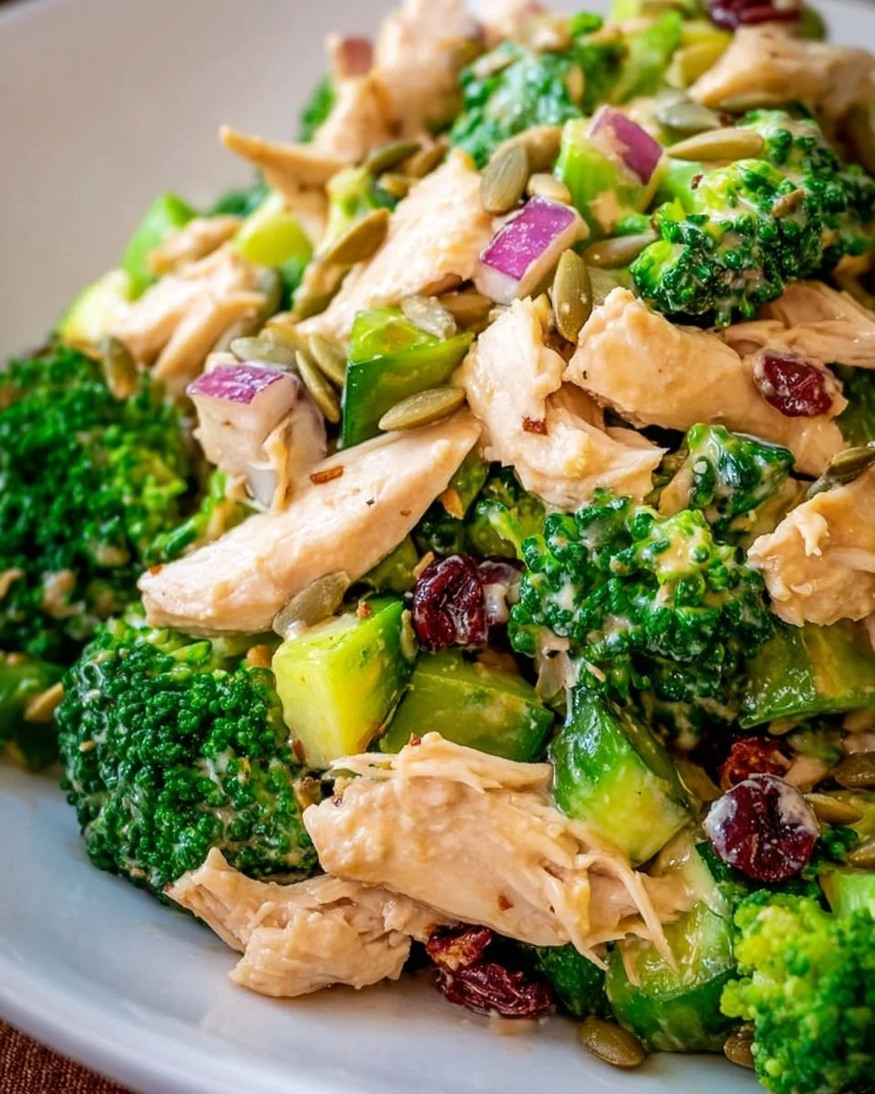 Sunflower Seed Chicken Salad garnished with fresh ingredients