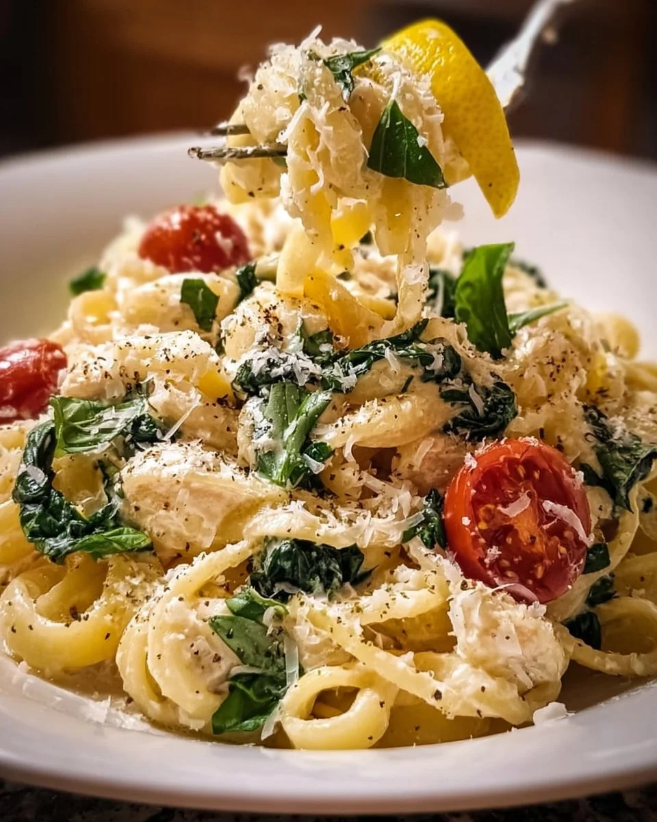 Delicious One Pot Lemon Ricotta Pasta garnished with herbs
