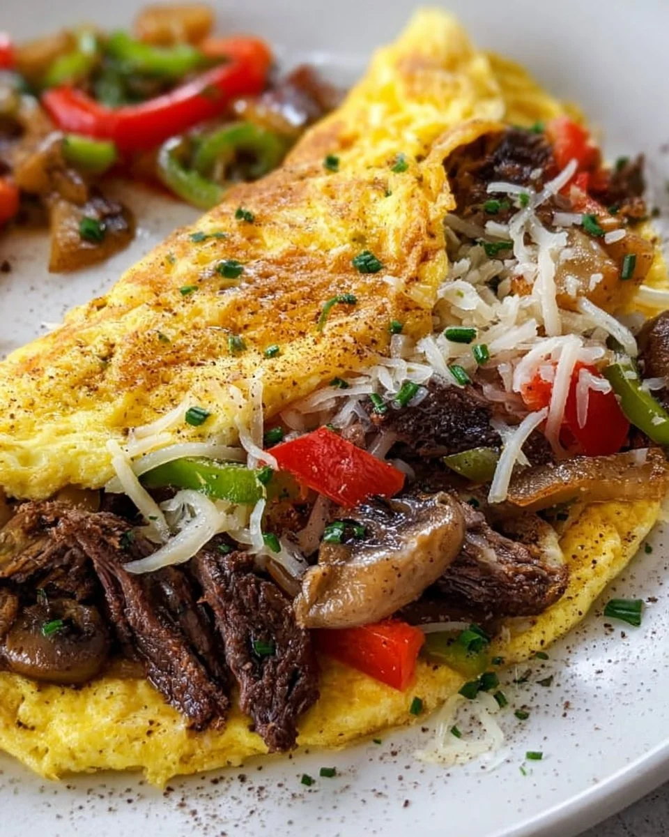 Delicious Philly Cheesesteak Omelette with savory toppings